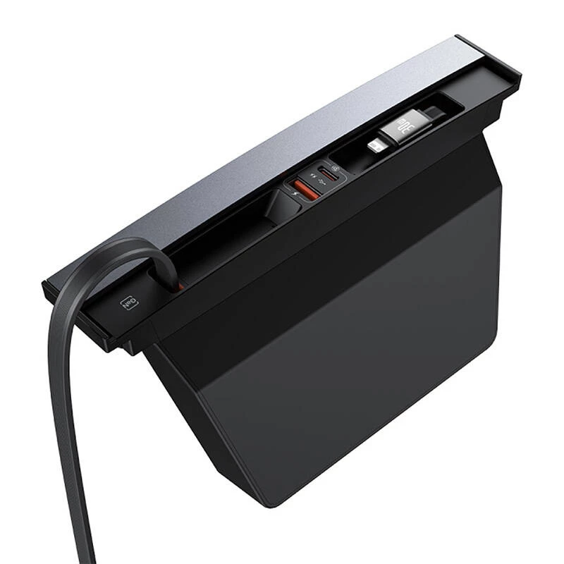 Hub Baseus T-Space mit USB-C-auf-Lightning-Kabeln für Tesla-Fahrzeuge (schwarz)
