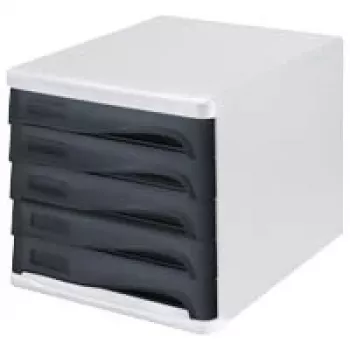 helit Schubladenbox schwarz DIN A4 mit 5 Schubladen (H6129998)