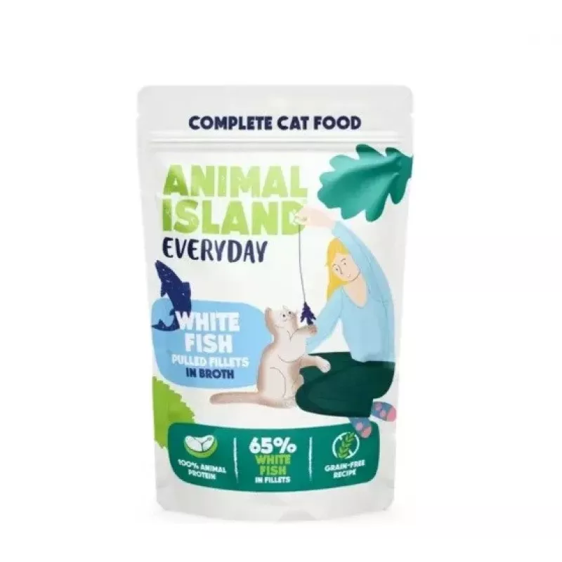 ANIMAL ISLAND Weißfisch in Brühe Katzenfutter Monopack 40x85g