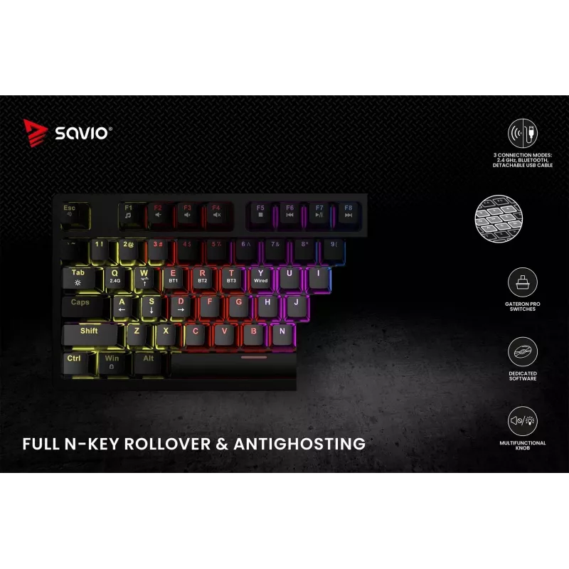 Savio Phenix SAVGK-RED Gaming-Tastatur USB RF Wireless Bluetooth QWERTY