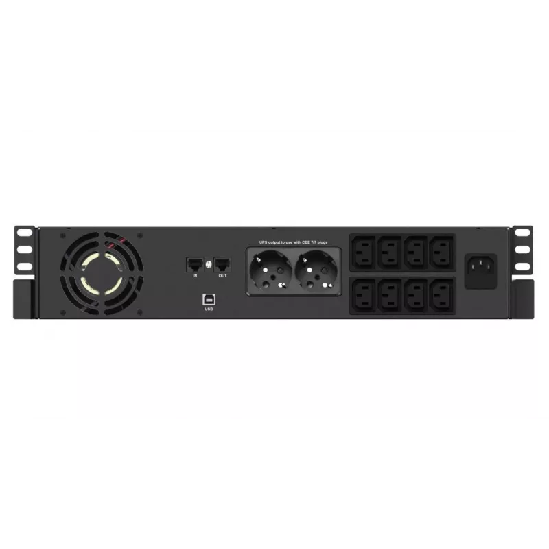 Rackmount USV Infosec X4 2000 RM Plus 2 kVA / 1200 W, 10 Steckdosen Typ F, LCD, Line-Interactive