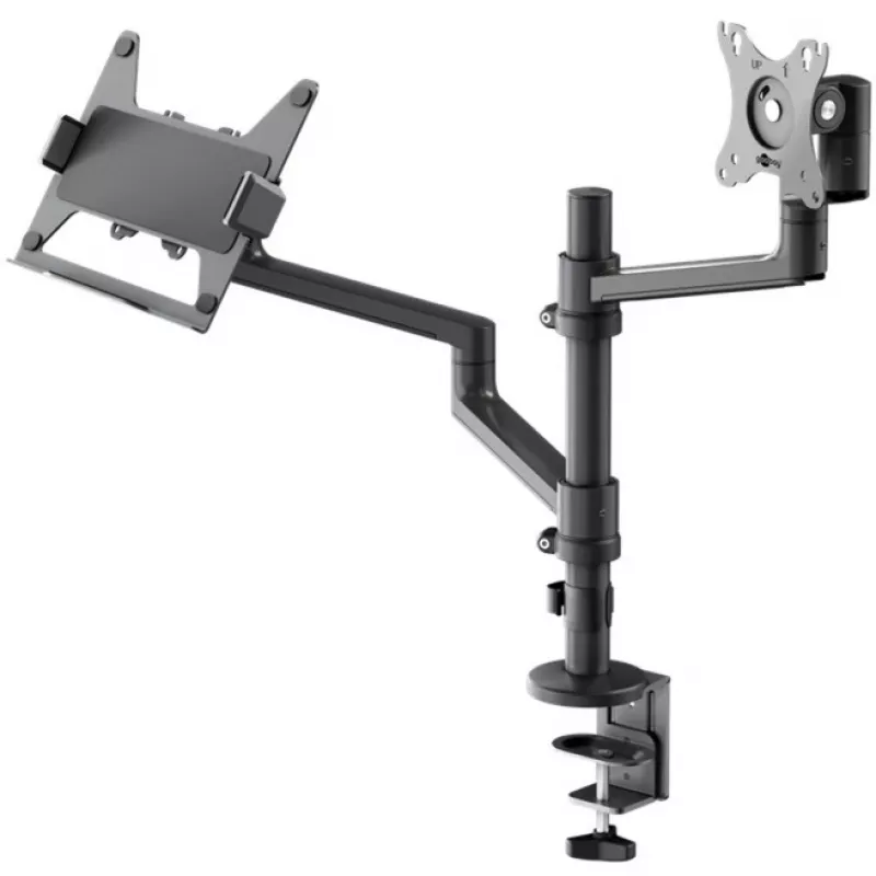 Monitorhalterung WENTRONIC Goobay Deluxe 74417 mit Laptoparm, schwarz