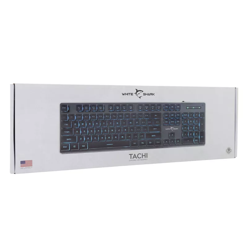 Mechanische Gaming-Tastatur White Shark Tachi Schwarz US-Layout RGB-Beleuchtung