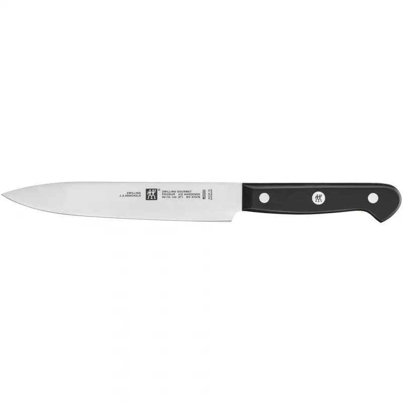 Messer- und Besteckblockset ZWILLING Gourmet 7-tlg. — Klingen aus Edelstahl, Kunststoffgriffe, enthält Koch-, Tranchier-, Brot-, Schäl- und Universalmesser, Küchenschere