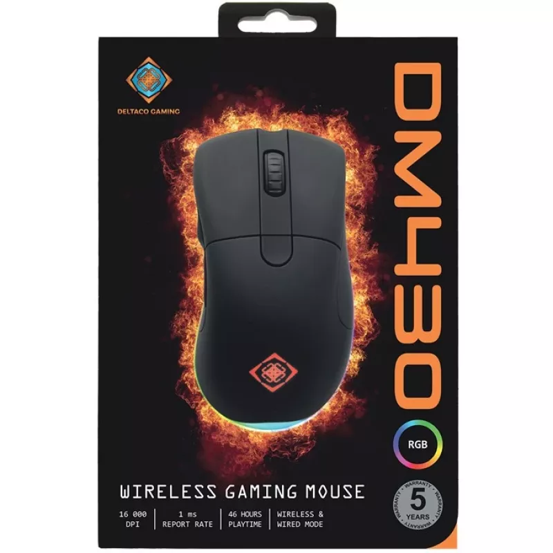 Deltaco GAM-107 Gaming-Maus, USB-A, 16000 DPI, Schwarz
