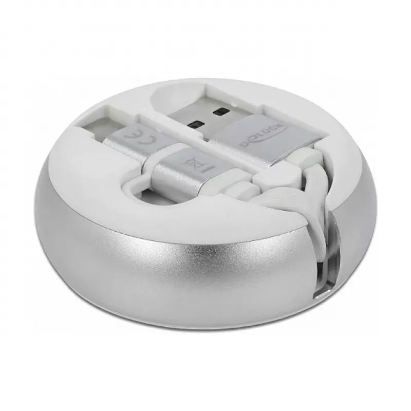 Aufrollbares Kabel DeLOCK USB 2.0 2 in 1 Typ-A auf Micro-B und USB-C™