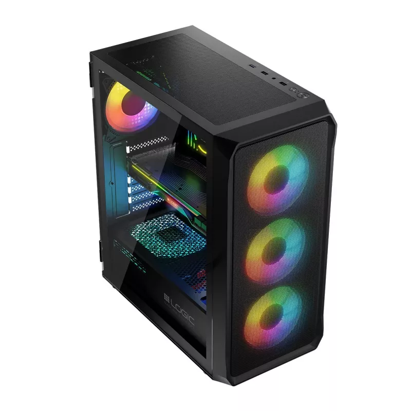 LOGIC CONCEPT Portos ARGB ATX Mid-Tower-Gehäuse, schwarz