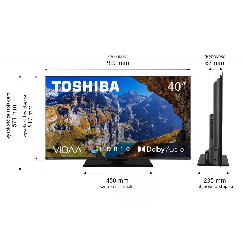 Toshiba 40LV3563DG TV 101,6 cm (40 Zoll) Full HD Smart TV Schwarz 250 cd/m²