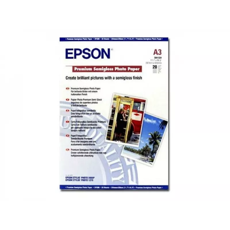 Epson Premium Semigloss Fotopapier, DIN A3, 251 g/m², 20 Blatt