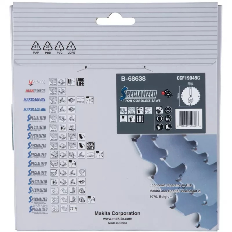 Makita Efficut - Kreissägeblatt - für Holz, Metall - 190 mm - 45 Zähne (B-68638)