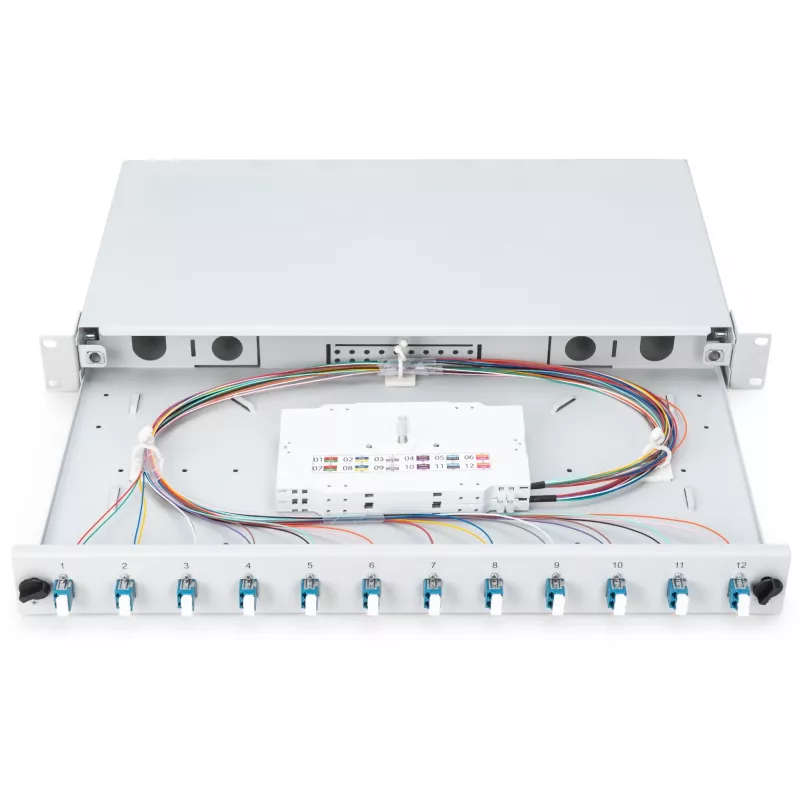 GLASFASER-SPLEISSBOX LC OS2 1U 12XLC OS2 PIGTAILS KUPPLER