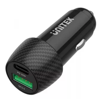 Auto-Ladegerät Unitek P1400A mit USB-C und USB-A, 38W, Quick Charge 3.0, Eingang 12–24V, schwarz