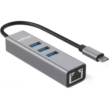 ROLINE USB Typ-C - Gigabit-Ethernet-Adapter + Hub 3x - Digital/Daten (12.02.1127)