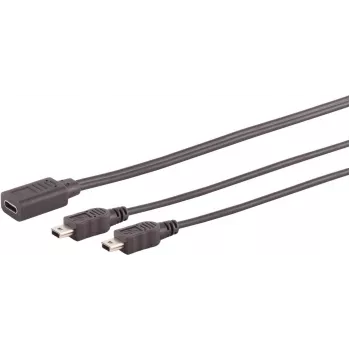 USB-Kabel S/CONN 13-20022 USB 2.0 0,3 m USB-C 2x Mini-USB-B Schwarz