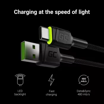 Grün Cell KABGC06 USB-Kabel 1,2 m USB A USB C Schwarz