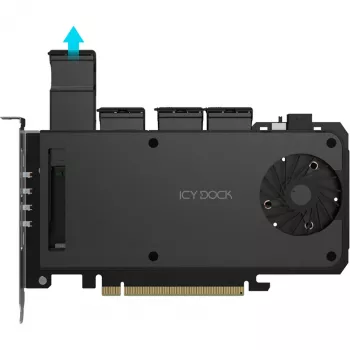 Adapterkarte 4 x M.2 NVMe SSD Mobile Rack, Icy Dock MB204MP-B
