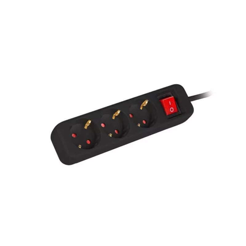 Stromverlängerung Lanberg PS1-03F-0150-BK 1,5 m 3 Schutzkontakt-Steckdosen Innenbereich Schwarz