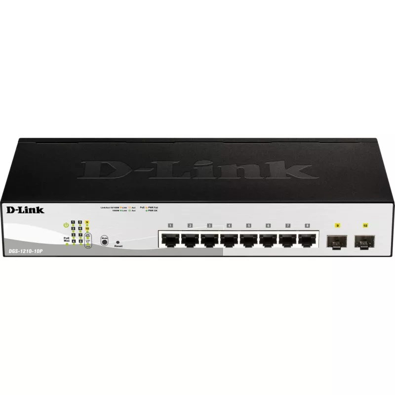 D-Link DGS-1210-10P Managed L2 Gigabit Ethernet (10/100/1000) Power over Ethernet (PoE) 1U Schwarz