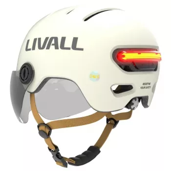 Schutzhelm Livall L23 weiß 54–58 cm mit integriertem LED- und SOS-Funktionen
