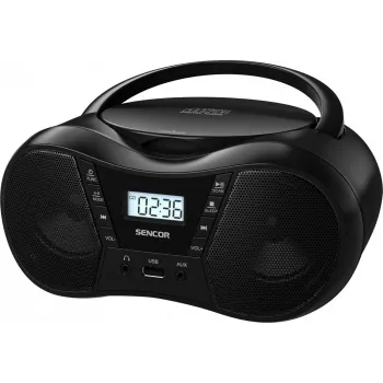 Boombox SENCOR SPT2300BK — CD-Player, MP3, USB, Bluetooth 5.1, FM, AUX, 4 W, batteriebetrieben/Netzbetrieb