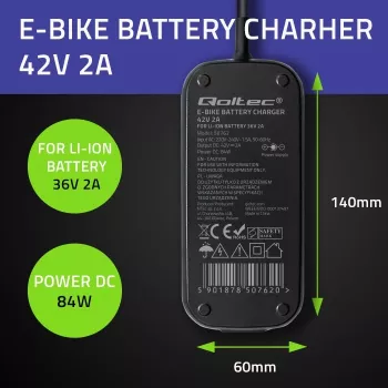 Ladegerät QOLTEC für E-Bike Bosch 50762 36V/42V 2A