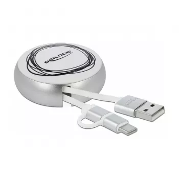 Aufrollbares Kabel DeLOCK USB 2.0 2 in 1 Typ-A auf Micro-B und USB-C™