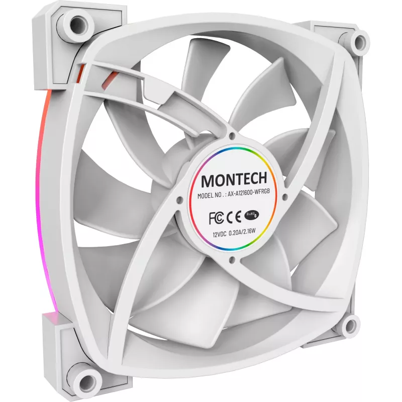 Montech AX120 120mm PWM ARGB Gehäuselüfter, 3er-Pack, Weiß