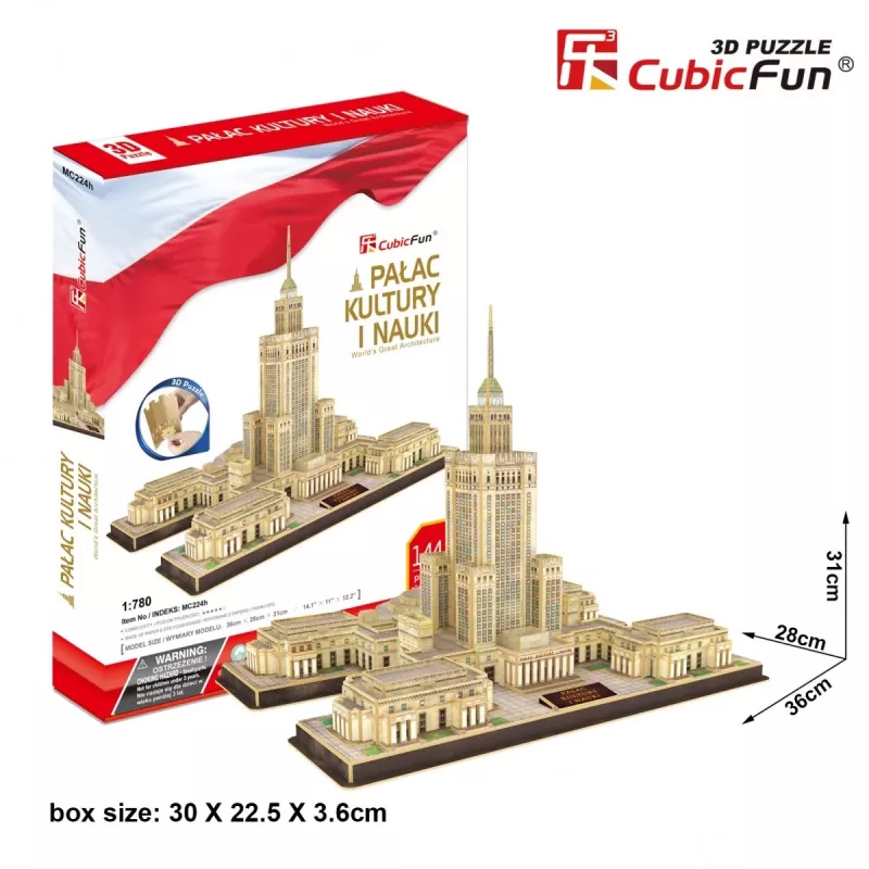PUZZLE 3D Palast der Kultur und Wissenschaft, 144 ELEMENTE