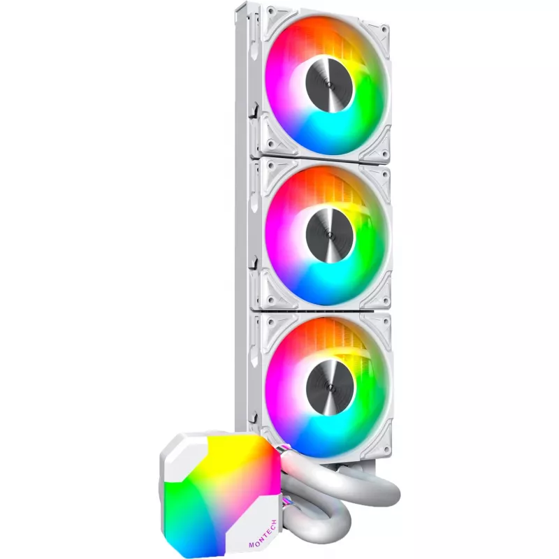 360mm Radiator Montech HyperFlow ARGB 360 White — 360mm Flüssigkeitskühlungsradiator für PC