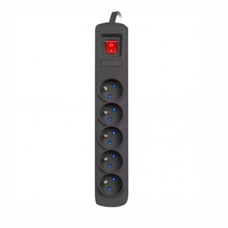 Steckdosenleiste ARMAC R5 — 5 Steckdosen, 5 m Kabel, schwarz