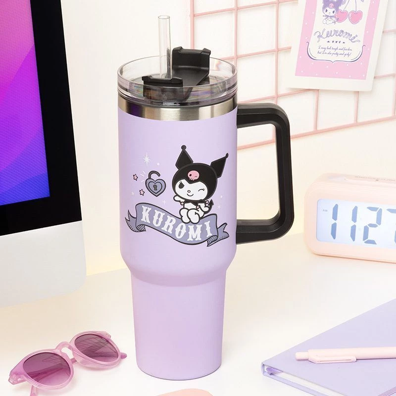 Paladone Hello Kitty Kuromi 900ml Isolierbecher mit Strohhalm