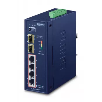 PLANET IGS-624HPT Netzwerk-Switch Unmanaged Gigabit Ethernet (10/100/1000) Power over Ethernet (PoE) Blau