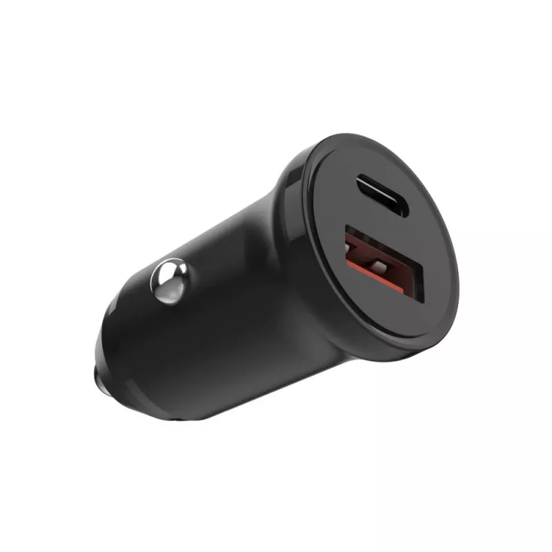 Autoladegerät FIXED FIXCC20N-CU-BK — USB-C- und USB-A-Anschlüsse, 20 W Ausgangsleistung, kompakter Kfz-Adapter
