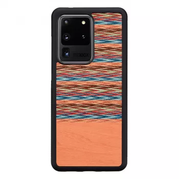 Handyhülle man and wood für Samsung Galaxy S20 Ultra — braunes Karomuster mit schwarzer Umrandung