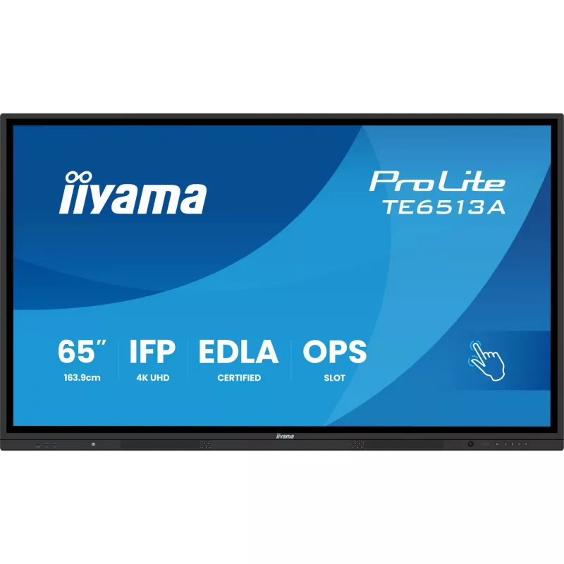iiyama TE6513A-B1AG Signage Display Interaktives Flachbilddisplay 163,8 cm (64,5 Zoll) Wi-Fi 500 cd/m² 4K Ultra HD Schwarz Touchscreen Integrierter Prozessor Android 18/7