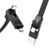 4-in-1-Kabel BlitzWolf BW-HDC7 — USB-C, Lightning, USB-A, Micro-USB 1,2 m 240 W schwarz