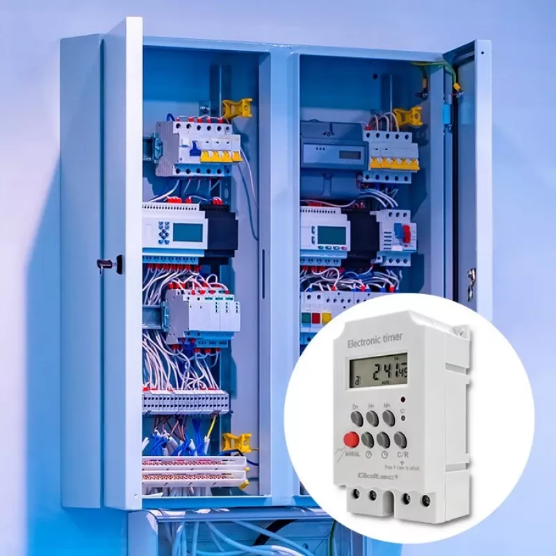 Elektronischer DIN-Schienen-Zeitschalter QOLTEC PC0629 — 24V Versorgung, 16A Ausgang