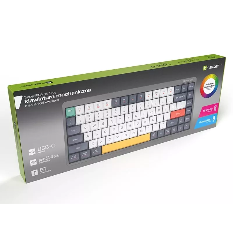 Mechanische Tastatur Tracer FINA 84 Grau (Outemu Red Switch) TRAKLA47279