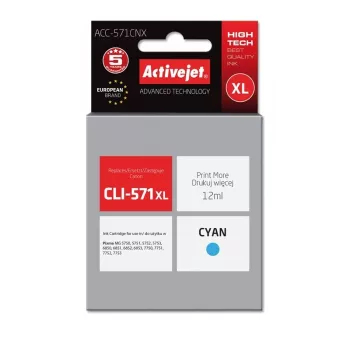 Activejet ACC-571CNX Tinte (Ersatz für Canon CLI-571XLC; Supreme; 12 ml; Cyan)