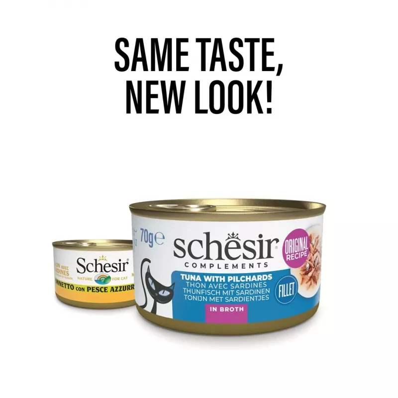 SCHESIR in Kochbrühe Thunfisch mit Sardinen - Nassfutter für Katzen - 70 g