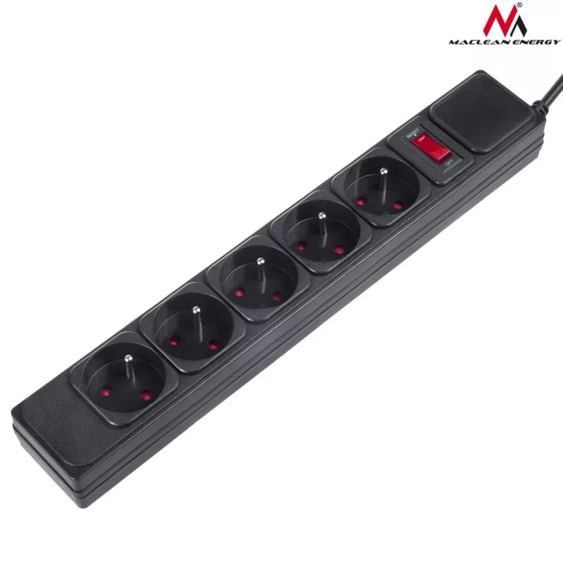 Power Extension Maclean MCE219 1,5 m 5 AC-Ausgänge Innenbereich Schwarz