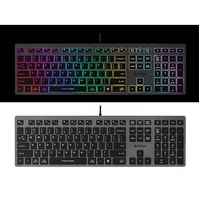 Kabelgebundene Tastatur A4Tech FSTYLER FX60H mit Neon-Hintergrundbeleuchtung