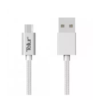 USB-auf-Micro-USB-Datenkabel Tellur Nylon umflochten 1 m Silber