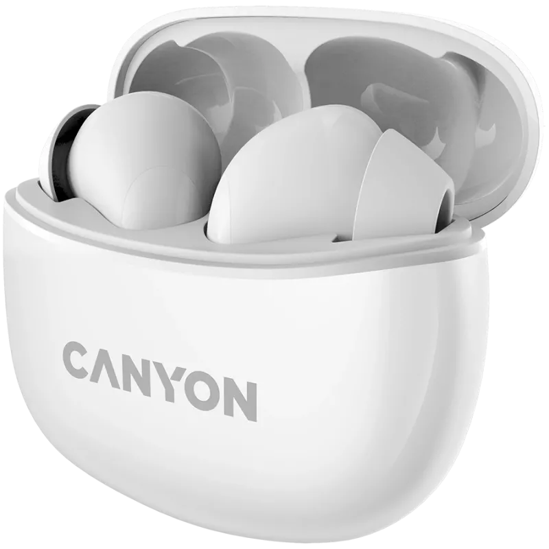 Canyon TWS-5 Bluetooth-Kopfhörer, mit Mikrofon, BT V5.3 JL 6983D4, Frequenzgang: 20Hz-20kHz, Akku Ohrhörer 40mAh*2 + Ladecase 500mAh, Typ-C