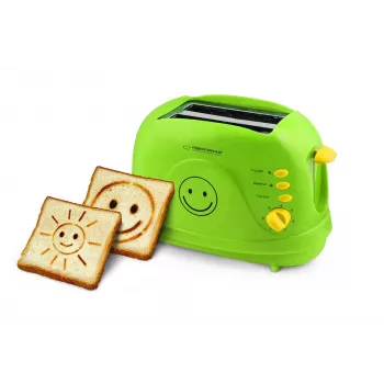 Elektrischer Tischtoaster ESPERANZA EKT003, 2 Scheiben, 750 W, 7 Bräunungsstufen, Auftaufunktion, herausnehmbare Krümelschublade, grün