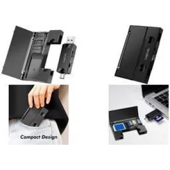 LogiLink CR0049 USB 3.2 Gen 1 SD/microSD Kartenleser mit Kartenaufbewahrung, Schwarz
