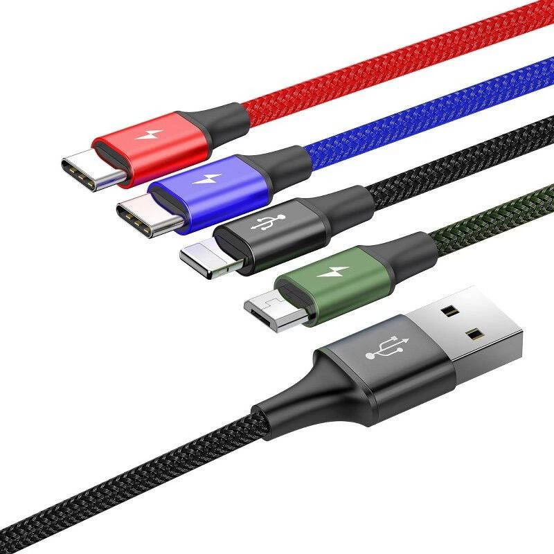 USB-Kabel Baseus Fast 4in1 2xUSB-C / Lightning / Micro 3.5A 1.2m (schwarz)