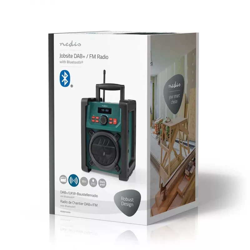 Radio Nedis RDDB3100GN 15W Bluetooth IP65 Schwarz/Grün