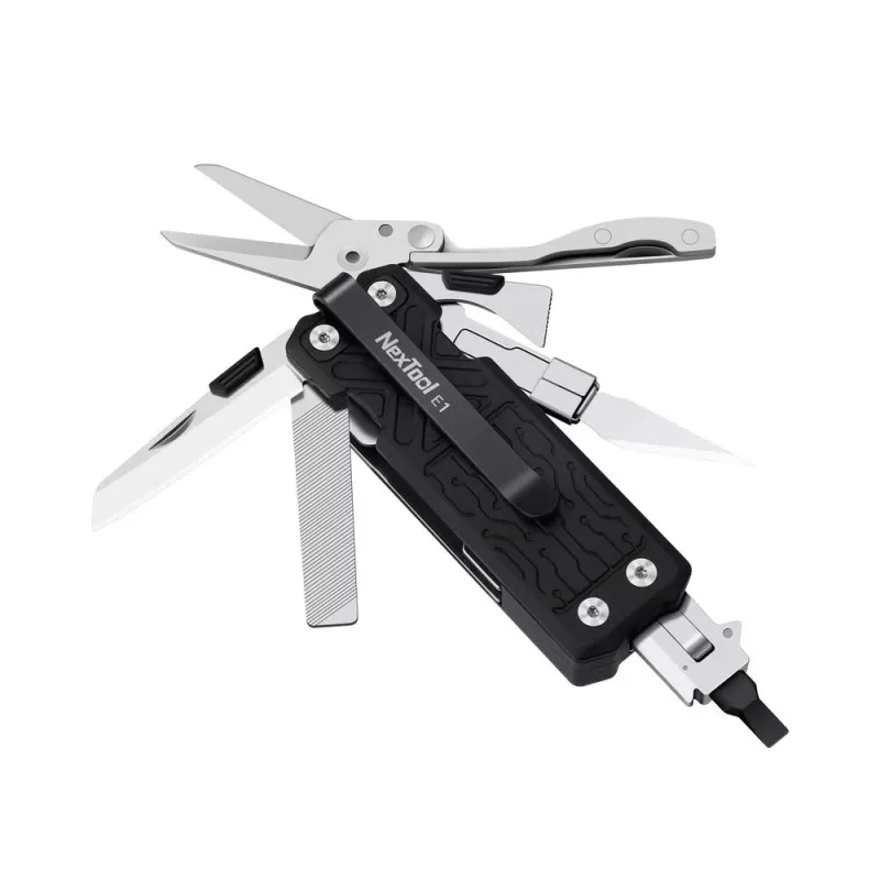 Multitool Nextool E1 10-in-1 Taschen-Multitool, schwarz, Klappmesser, 94 g, gefaltet 7,9 cm
