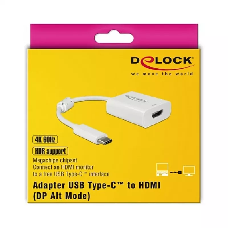 Videokabel-Adapter DeLOCK 63937 USB Type-C auf HDMI 0,1 m Weiß